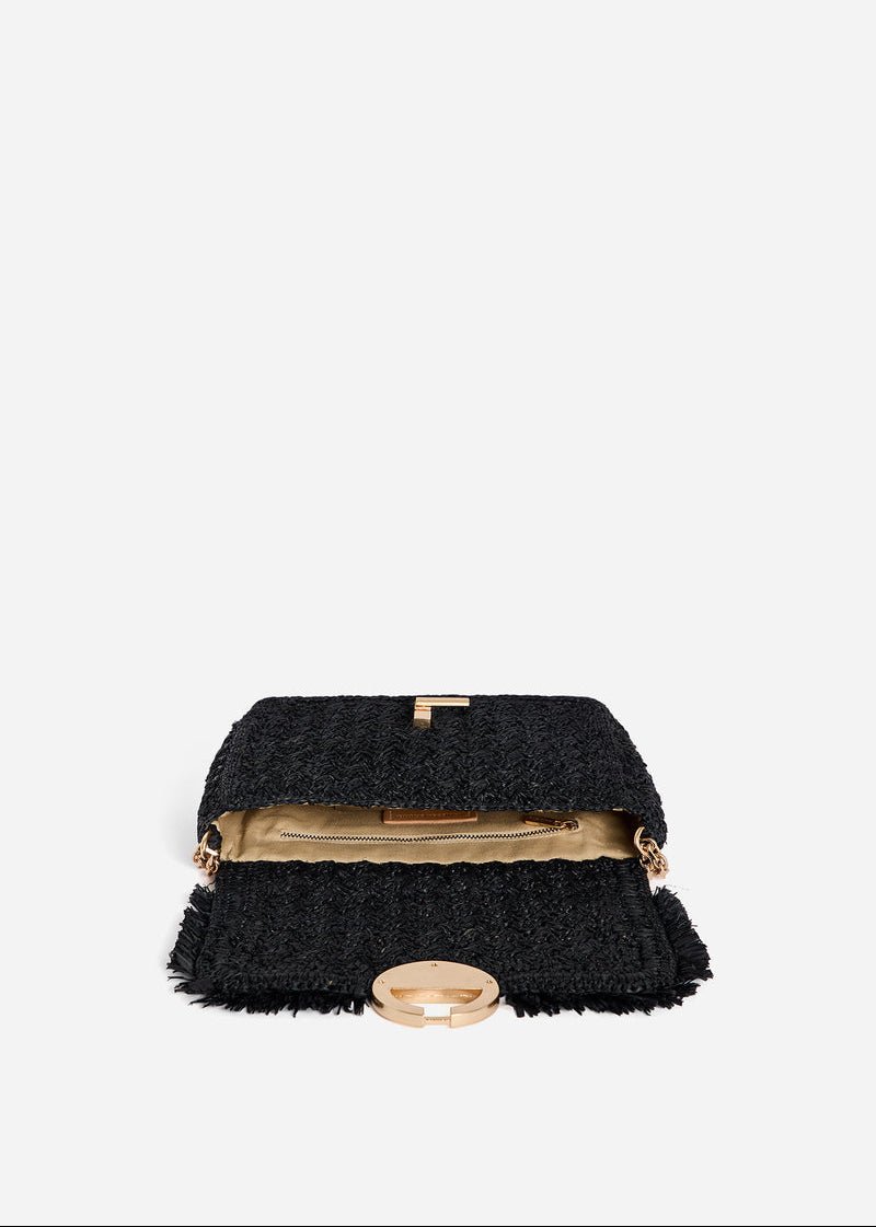 Medium Raffia Moon Bag in Black from VANESSA BRUNO at Edito boutique