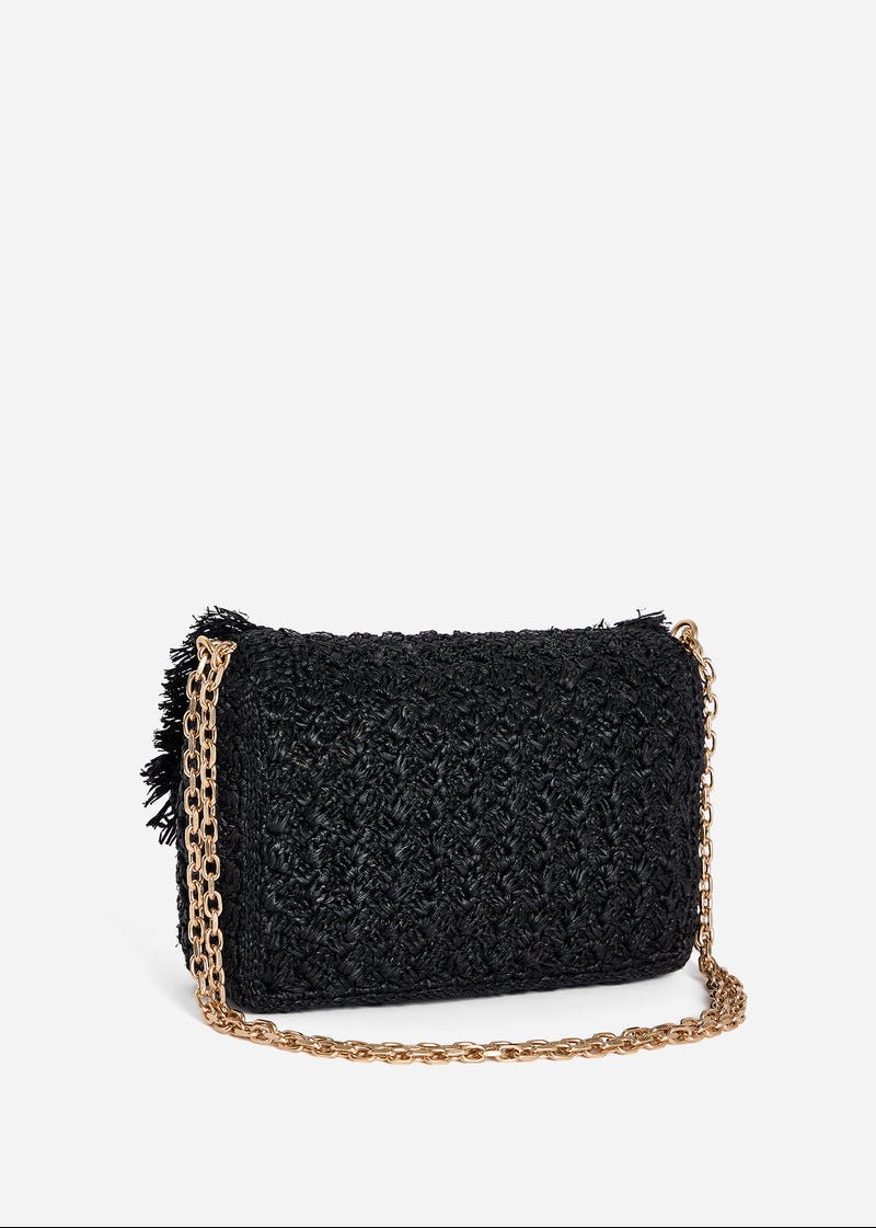 Medium Raffia Moon Bag in Black from VANESSA BRUNO at Edito boutique
