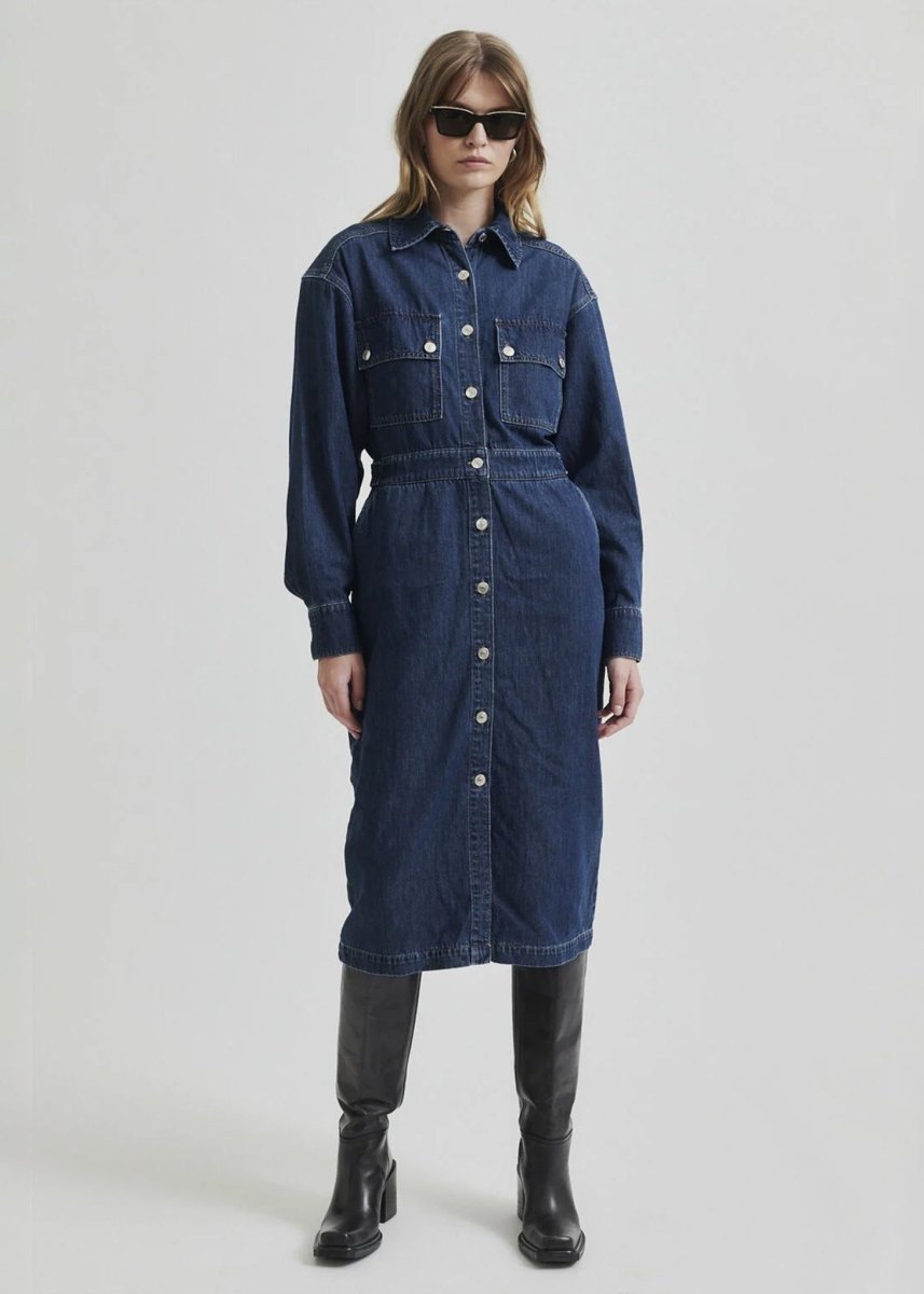 Mina Denim Dress in Blue from SECOND FEMALE at Edito Boutique