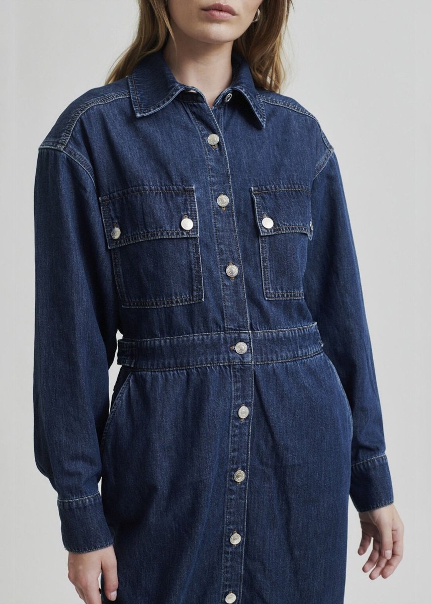 Mina Denim Dress in Blue from SECOND FEMALE at Edito Boutique