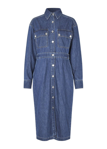 Mina Denim Dress in Blue from SECOND FEMALE at Edito Boutique