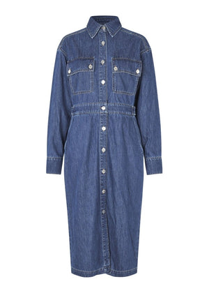 Mina Denim Dress in Blue from SECOND FEMALE at Edito Boutique