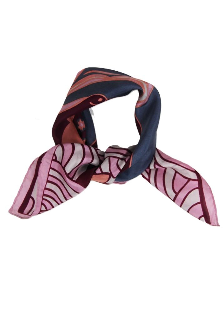 Mini Agami Silk Scarf in Bordeaux from LES BELLES VAGABONDES at Edito boutique
