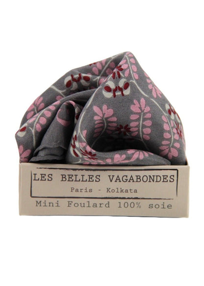 Mini Albertine Silk Scarf in Brown from LES BELLES VAGABONDES at Edito Boutique