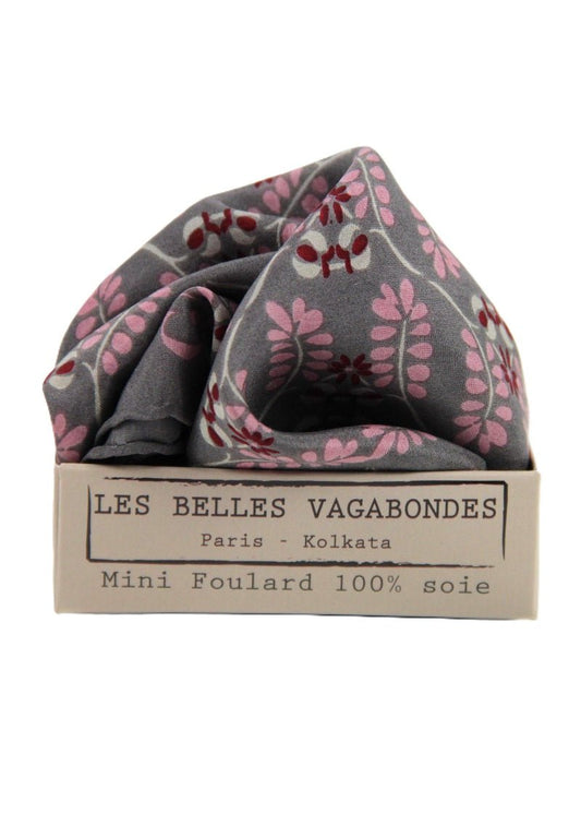 Mini Albertine Silk Scarf in Brown from LES BELLES VAGABONDES at Edito Boutique
