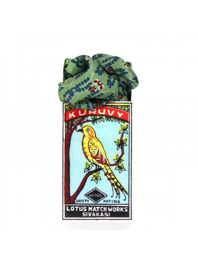 Mini Albertine Silk Scarf in Green from LES BELLES VAGABONDES at Edito Boutique