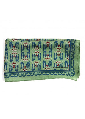 Mini Albertine Silk Scarf in Green from LES BELLES VAGABONDES at Edito Boutique