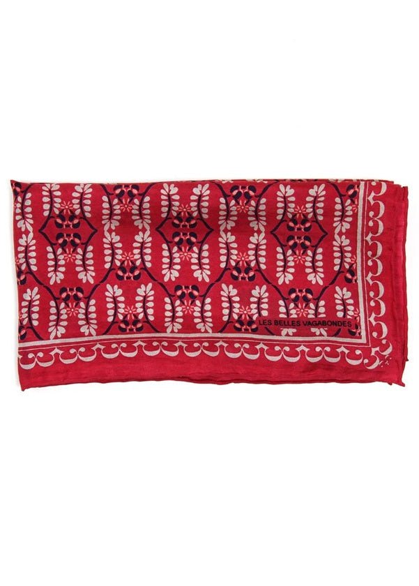 Mini Albertine Silk Scarf in Red from LES BELLES VAGABONDES at Edito boutique