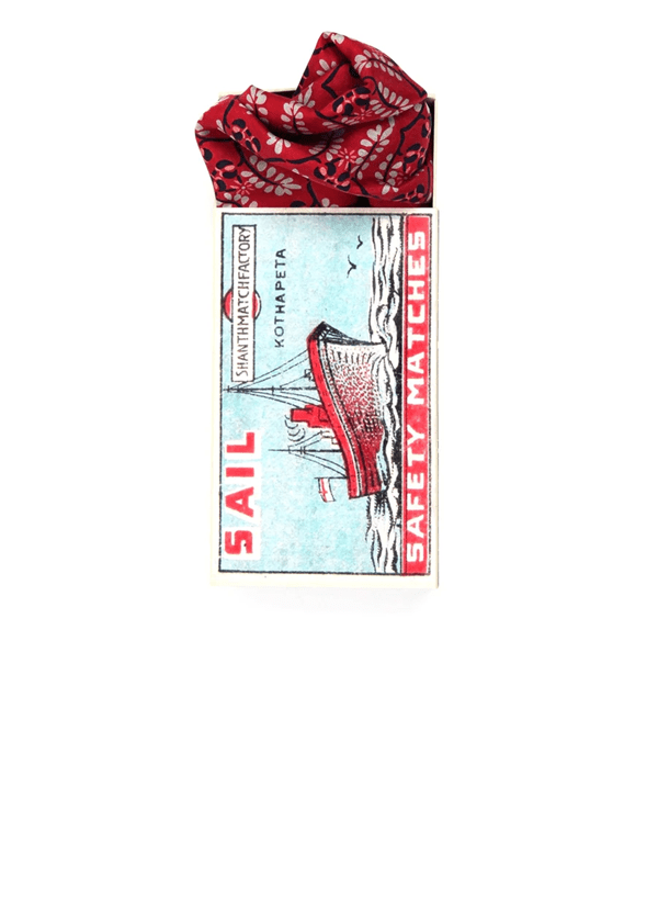 Mini Albertine Silk Scarf in Red from LES BELLES VAGABONDES at Edito boutique