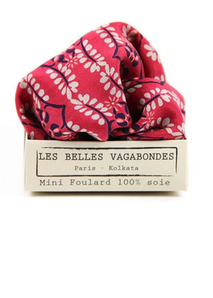 Mini Albertine Silk Scarf in Red from LES BELLES VAGABONDES at Edito boutique