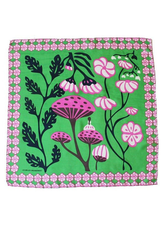 Mini Alice Silk Scarf in Green from LES BELLES VAGABONDES at Edito boutique