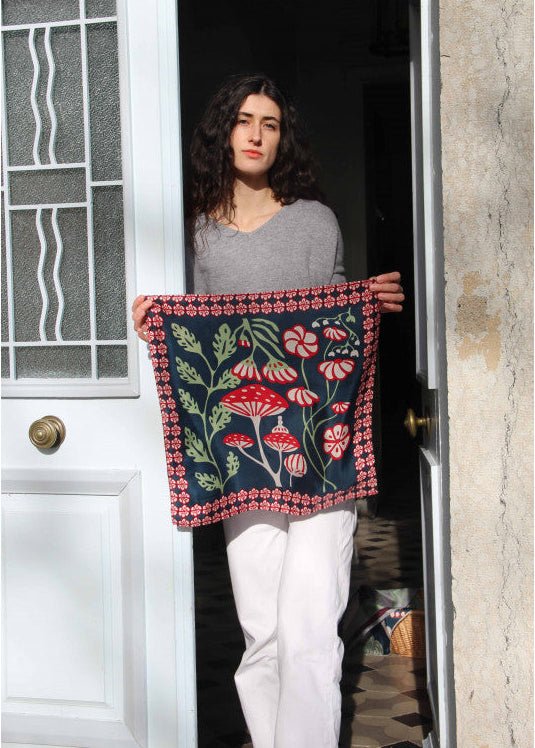 Mini Alice Silk Scarf in Navy from LES BELLES VAGABONDES at Edito Boutique