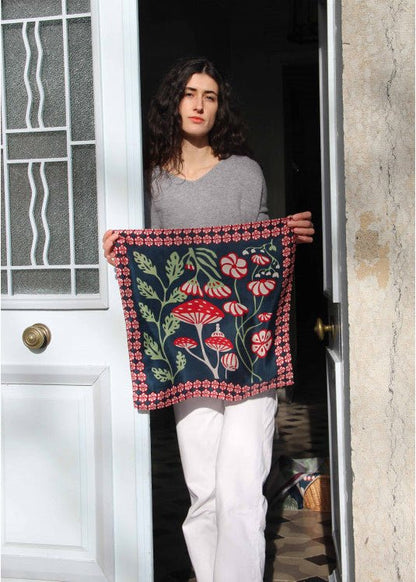 Mini Alice Silk Scarf in Navy from LES BELLES VAGABONDES at Edito Boutique