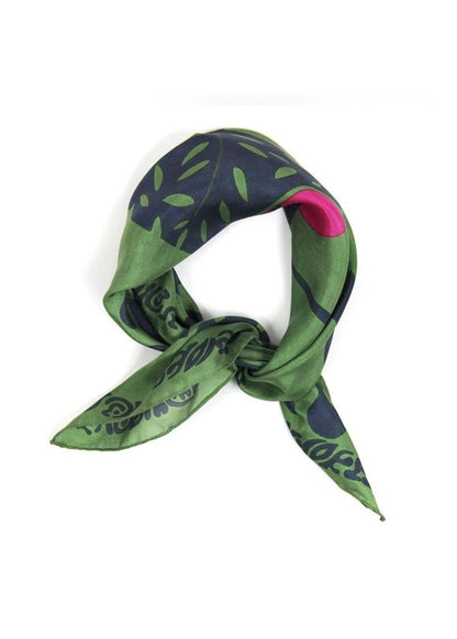 Mini Arum Silk Scarf in Khaki from LES BELLES VAGABONDES at Edito boutique