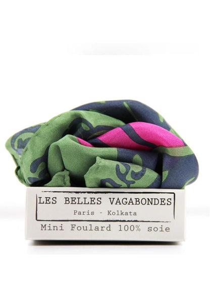 Mini Arum Silk Scarf in Khaki from LES BELLES VAGABONDES at Edito boutique