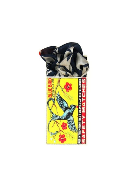 Mini Arum Silk Scarf in Marine from LES BELLES VAGABONDES at Edito boutique