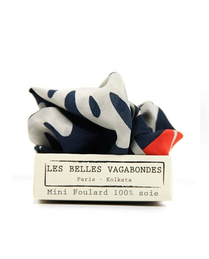 Mini Arum Silk Scarf in Marine from LES BELLES VAGABONDES at Edito boutique