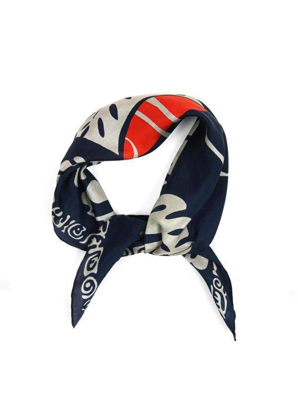 Mini Arum Silk Scarf in Marine from LES BELLES VAGABONDES at Edito boutique
