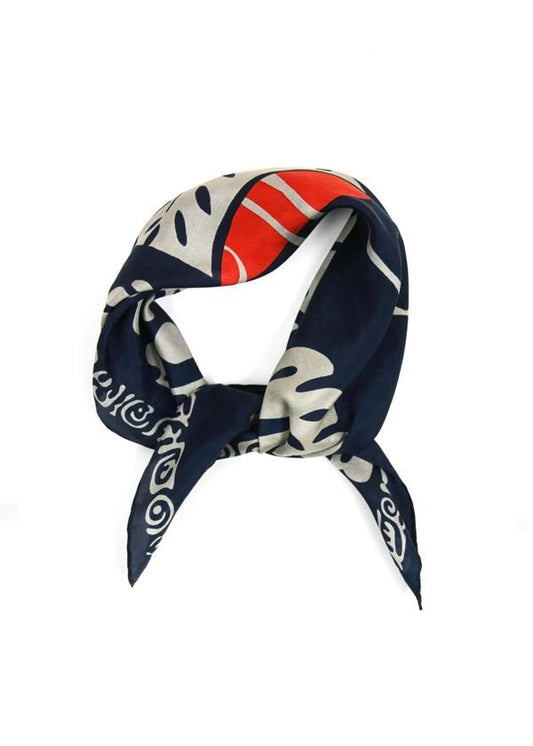 Mini Arum Silk Scarf in Marine from LES BELLES VAGABONDES at Edito boutique