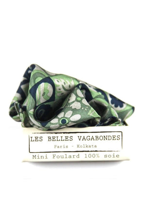 Mini Astrid Silk Scarf in Khaki from LES BELLES VAGABONDES at Edito boutique