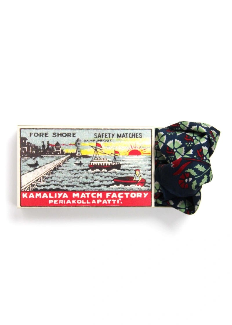 Mini Augustine Silk Scarf in Marine from LES BELLES VAGABONDES at Edito Boutique