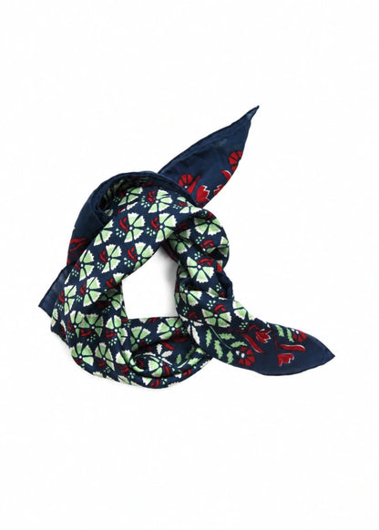 Mini Augustine Silk Scarf in Marine from LES BELLES VAGABONDES at Edito Boutique