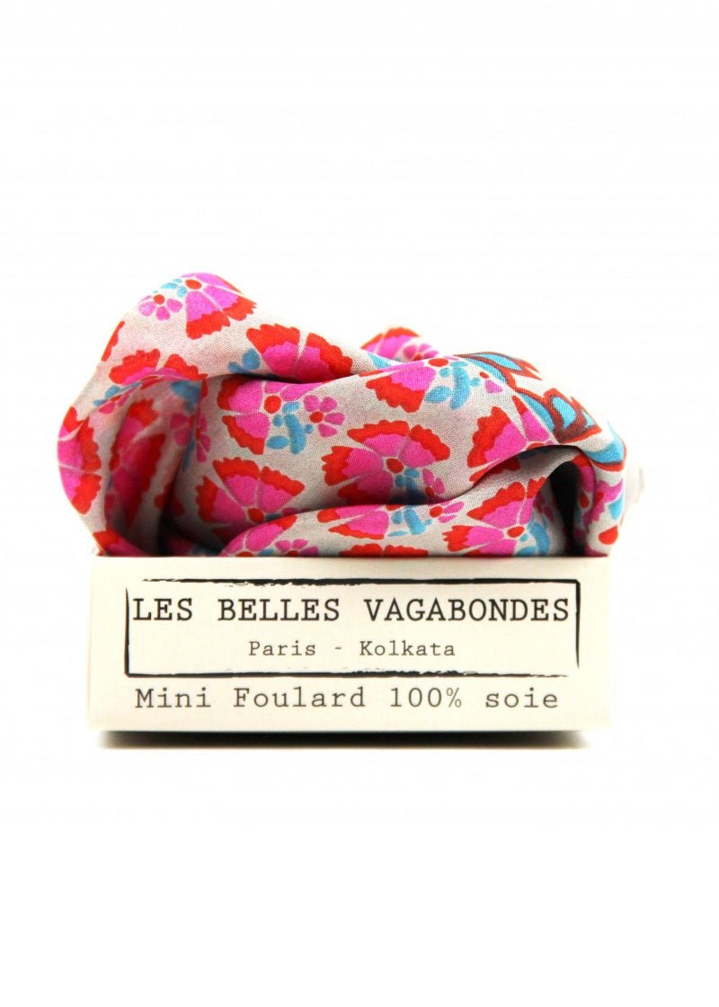 Mini Augustine Silk Scarf in Rose from LES BELLES VAGABONDES at Edito Boutique