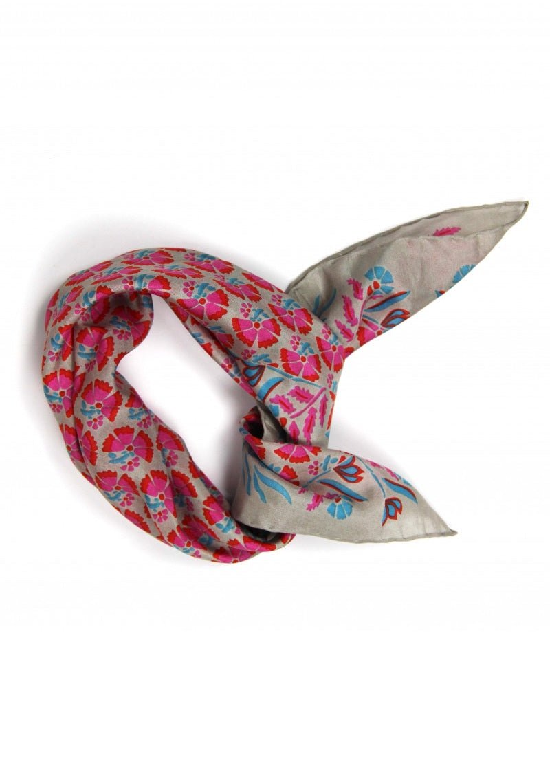 Mini Augustine Silk Scarf in Rose from LES BELLES VAGABONDES at Edito Boutique