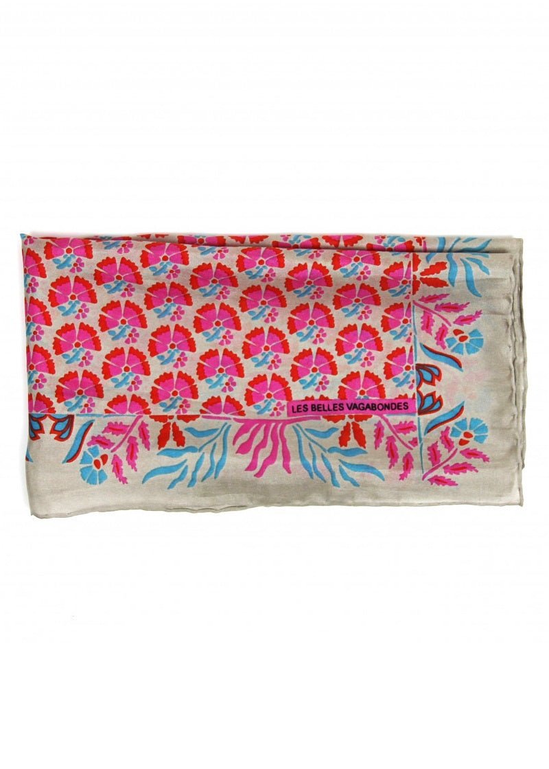 Mini Augustine Silk Scarf in Rose from LES BELLES VAGABONDES at Edito Boutique