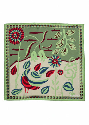 Mini Birdy Silk Scarf in Khaky from LES BELLES VAGABONDES at Edito Boutique