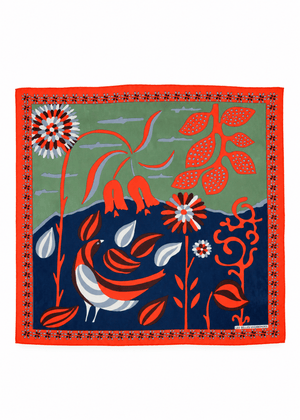 Mini Birdy Silk Scarf in Orange from LES BELLES VAGABONDES at Edito Boutique
