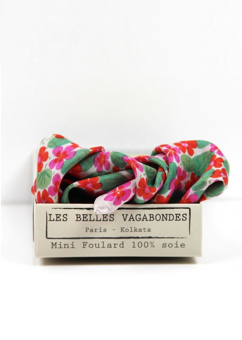 Mini Capucine Silk Scarf in Fuchsia from LES BELLES VAGABONDES at Edito Boutique