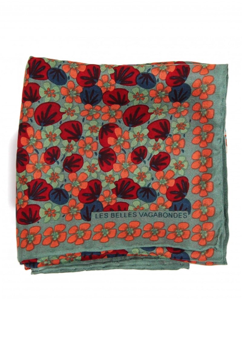 Mini Capucine Silk Scarf in Khaki/Beige from LES BELLES VAGABONDES at Edito Boutique