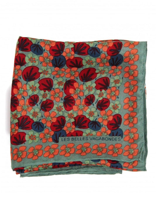 Mini Capucine Silk Scarf in Khaki/Beige from LES BELLES VAGABONDES at Edito Boutique
