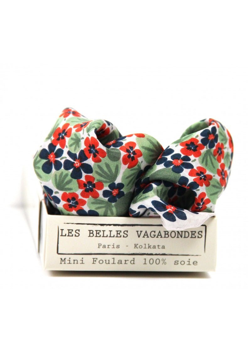 Mini Capucine Silk Scarf in Marine from LES BELLES VAGABONDES at Edito Boutique