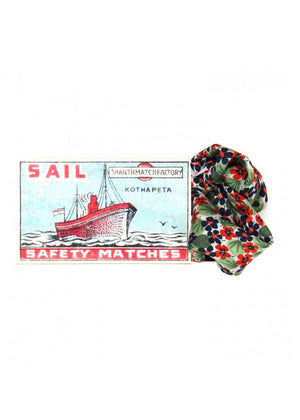 Mini Capucine Silk Scarf in Marine from LES BELLES VAGABONDES at Edito Boutique