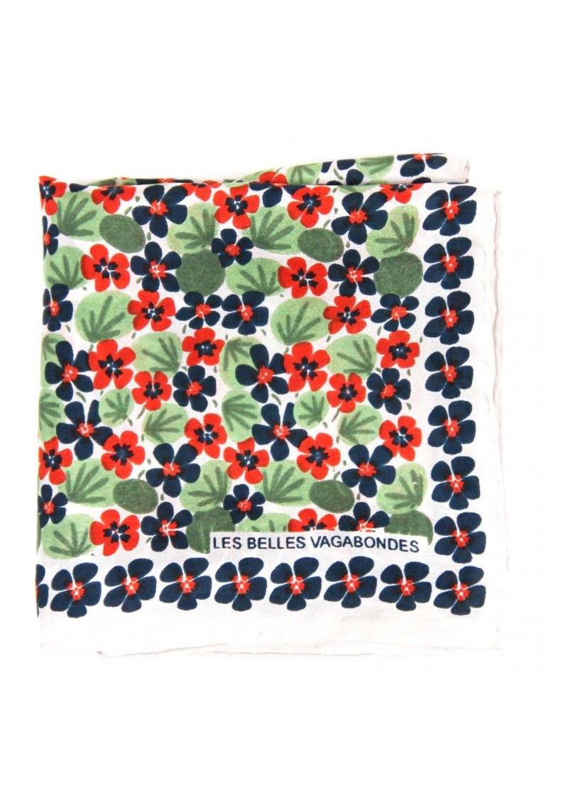 Mini Capucine Silk Scarf in Marine from LES BELLES VAGABONDES at Edito Boutique