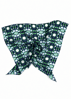 Mini Ephemere Silk Scarf in Navy/Green from LES BELLES VAGABONDES at Edito Boutique