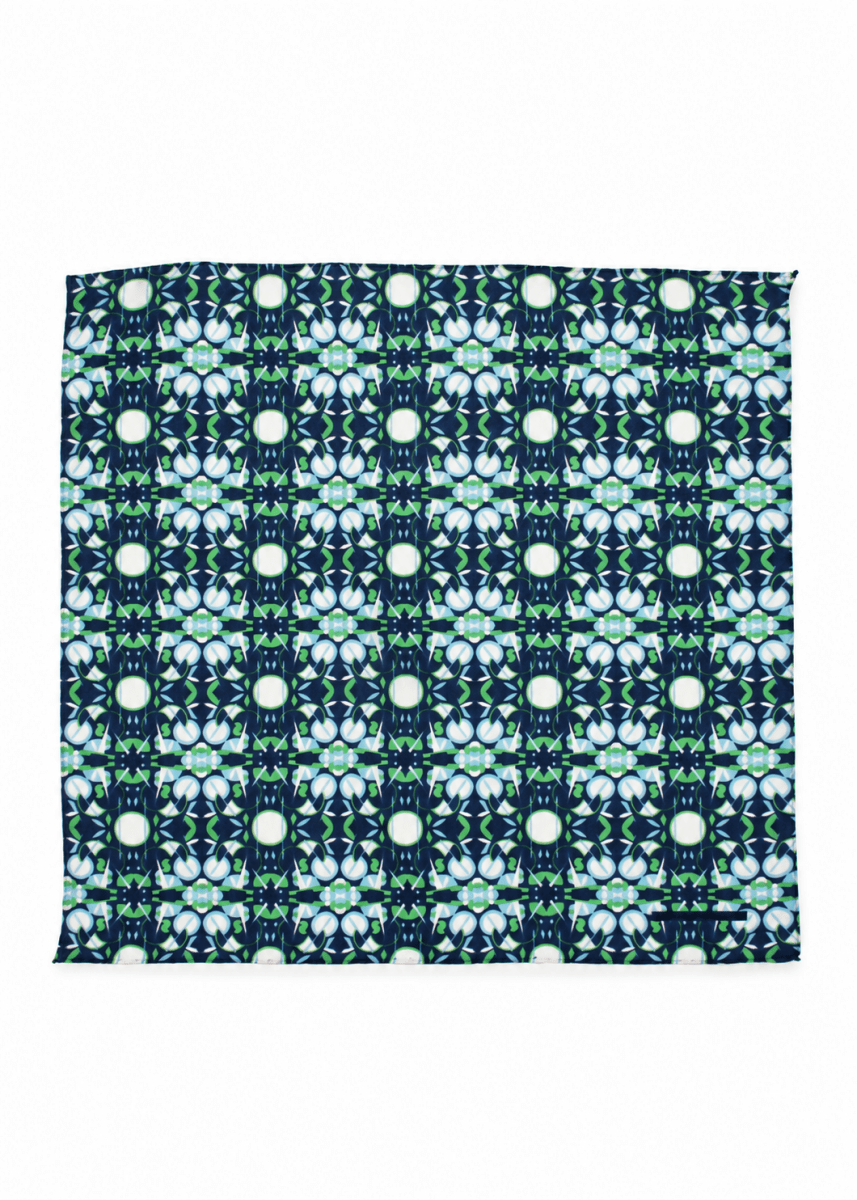 Mini Ephemere Silk Scarf in Navy/Green from LES BELLES VAGABONDES at Edito Boutique