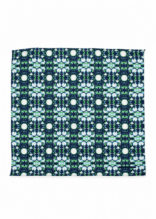 Mini Ephemere Silk Scarf in Navy/Green from LES BELLES VAGABONDES at Edito Boutique