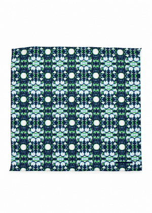 Mini Ephemere Silk Scarf in Navy/Green from LES BELLES VAGABONDES at Edito Boutique