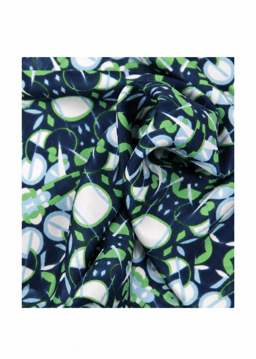 Mini Ephemere Silk Scarf in Navy/Green from LES BELLES VAGABONDES at Edito Boutique