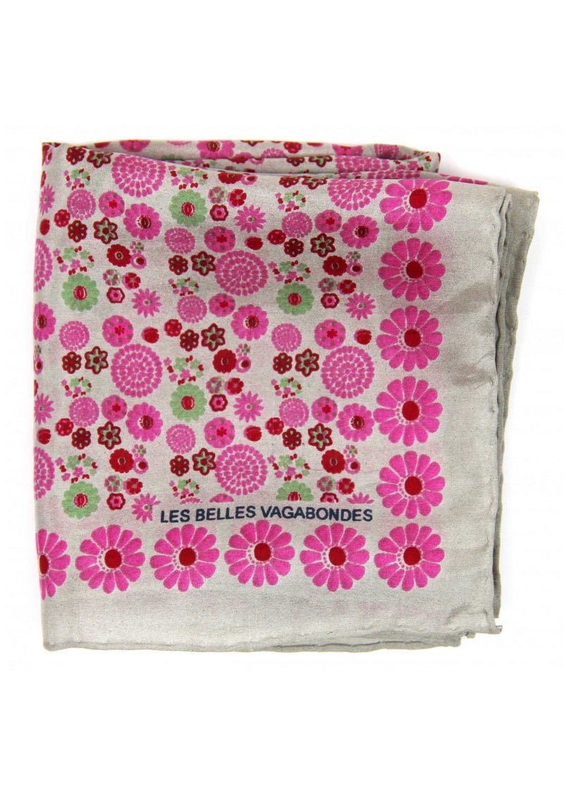 Mini Hanami Silk Scarf in Fuchsia from LES BELLES VAGABONDES at Edito Boutique