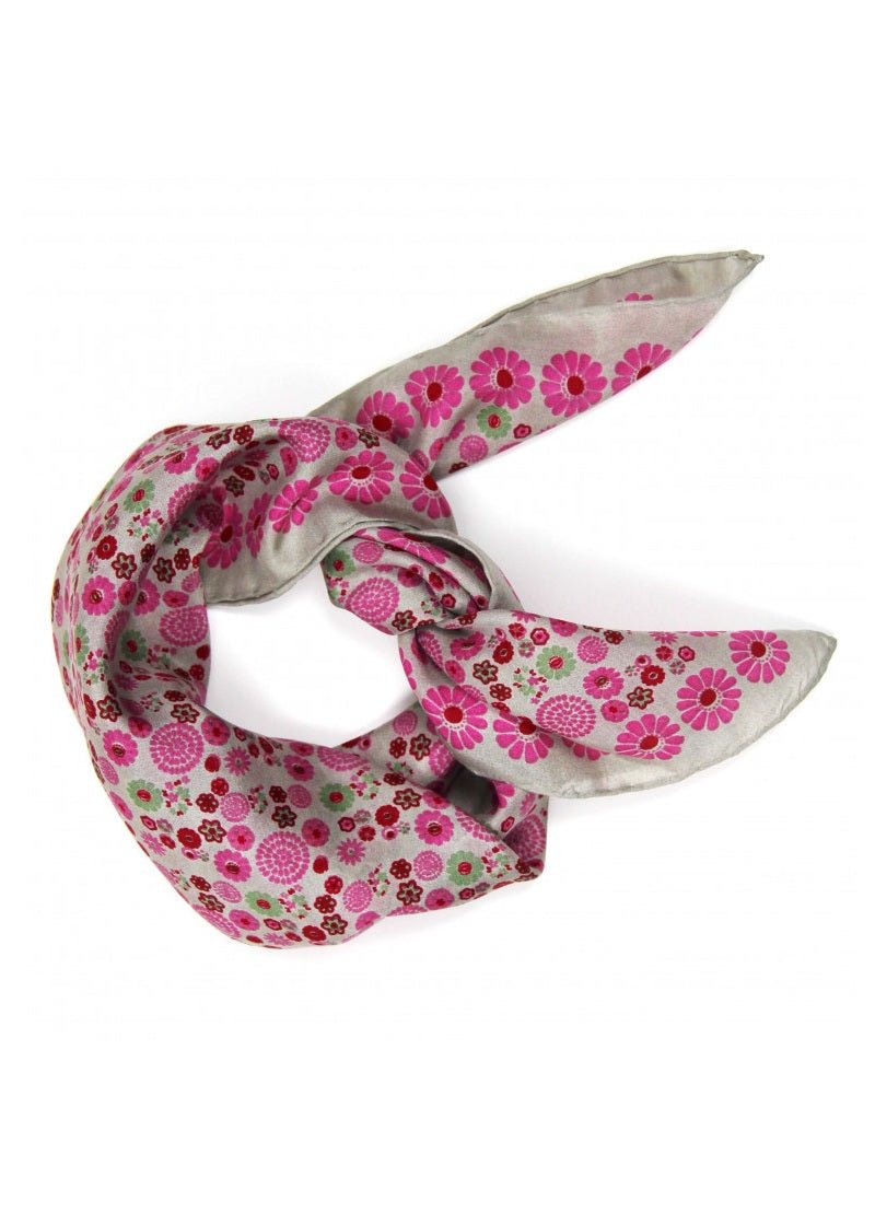 Mini Hanami Silk Scarf in Fuchsia from LES BELLES VAGABONDES at Edito Boutique