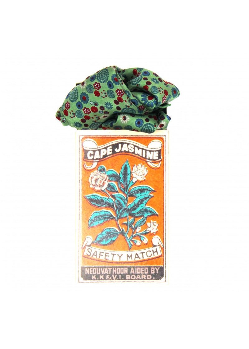 Mini Hanami Silk Scarf in Khaki from LES BELLES VAGABONDES at Edito Boutique