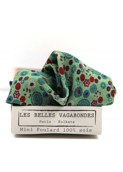 Mini Hanami Silk Scarf in Khaki from LES BELLES VAGABONDES at Edito Boutique