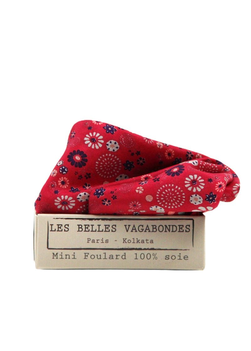 Mini Hanami Silk Scarf in Red from LES BELLES VAGABONDES at Edito Boutique
