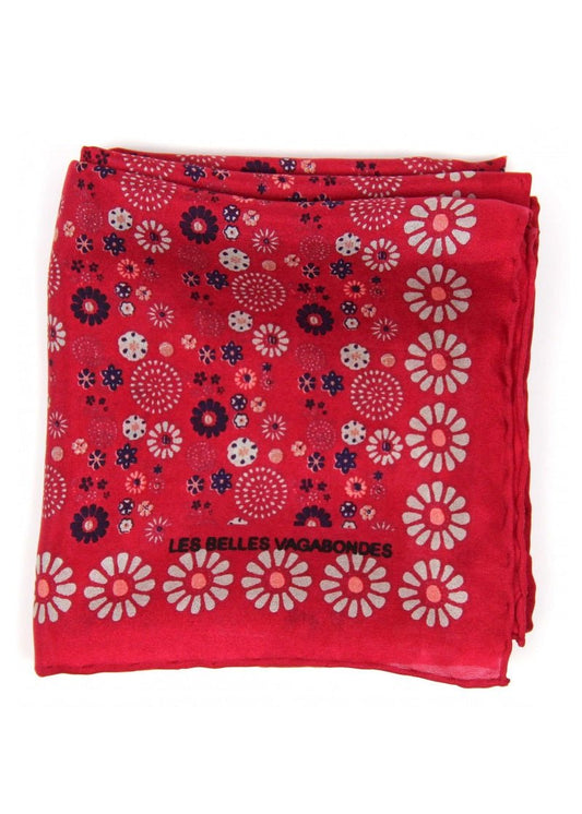 Mini Hanami Silk Scarf in Red from LES BELLES VAGABONDES at Edito Boutique