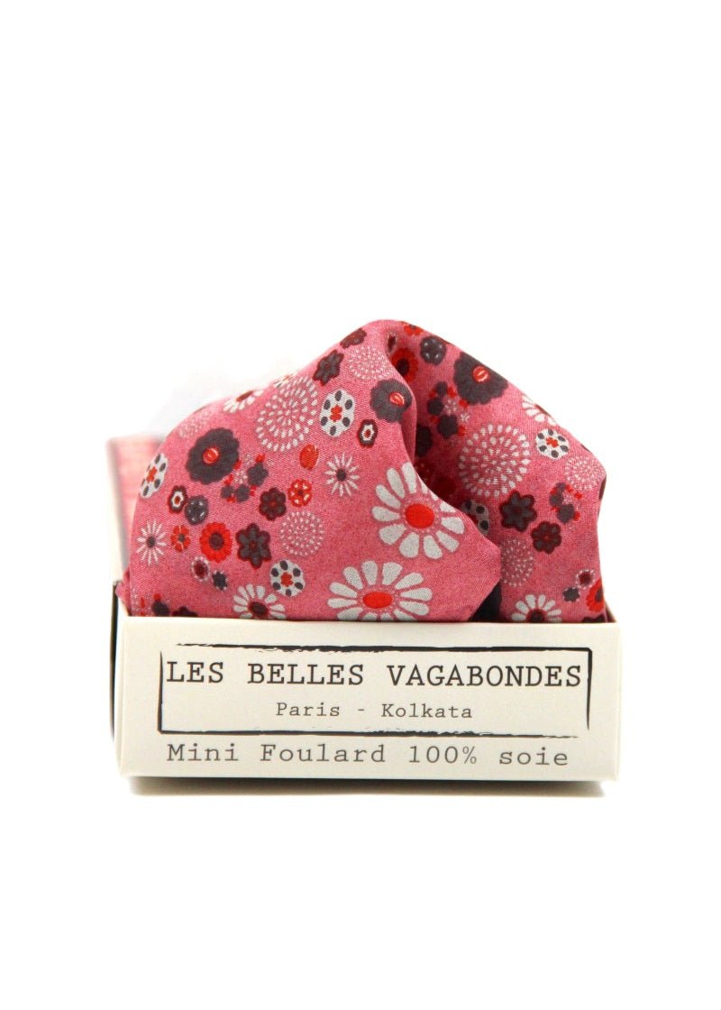 Mini Hanami Silk Scarf in Rose from LES BELLES VAGABONDES at Edito Boutique