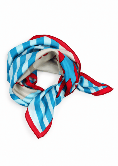 Mini Luna Park Silk Scarf in Turquoise from LES BELLES VAGABONDES at Edito Boutique